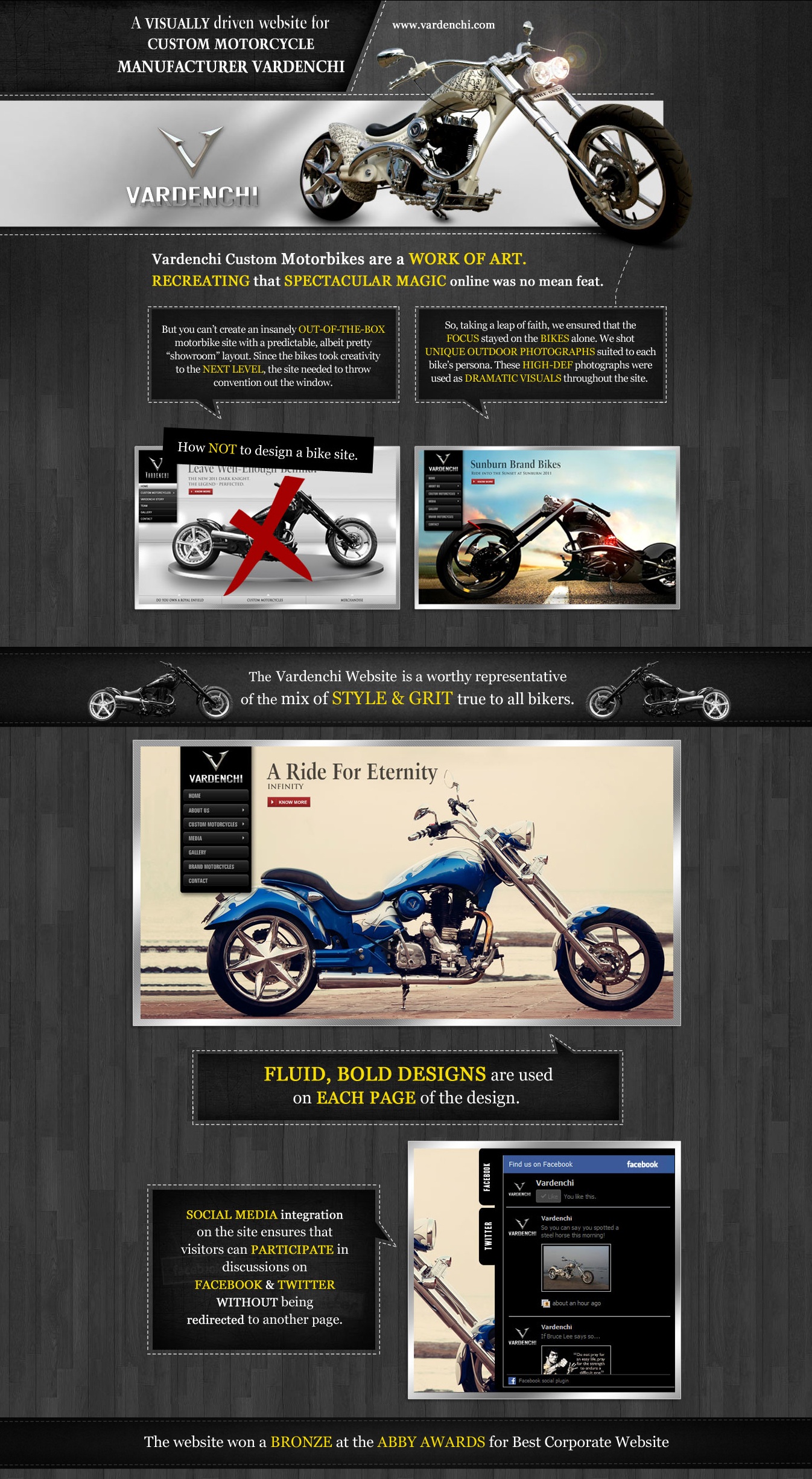 Award Winning Website for Vardenchi Custom Motorcycles